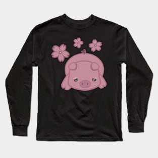 Gloomy Pleasantly Plump Piggy Long Sleeve T-Shirt